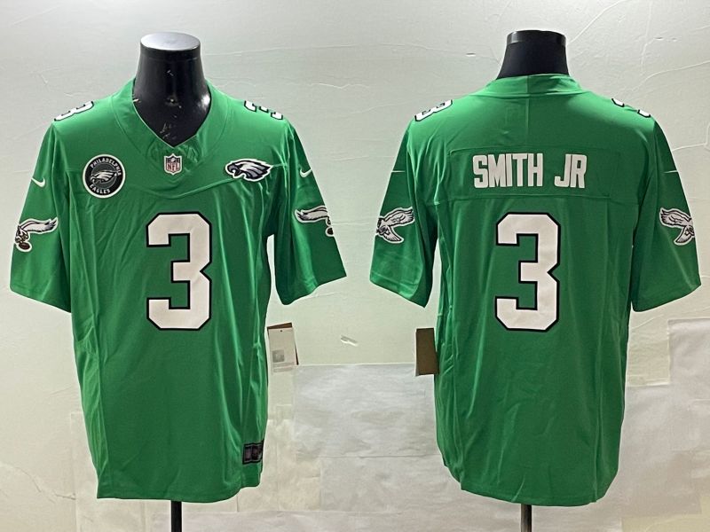Men Philadelphia Eagles #3 Smith jr Green three generations 2025 Nike Vapor Limited NFL Jersey style 5->philadelphia eagles->NFL Jersey